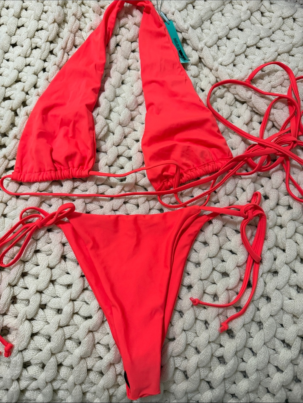 Reddish orange String Bikini Set